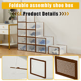 Garvee Scatole Trasparenti Pieghevoli per Scarpe con Coperchi, Organizer Impilabili in ABS Resistente, Ventilazione, Set 15 Pezzi Marrone, Ideale per Armadi - 15Pcs，Brown