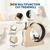 Garvee Cat Wheel Exerciser 41'' Large 3-in-1 Treadmill with Scratch Board and Play Balls, Wood, Silent and Stable for Indoor Cat Fitness and Play
