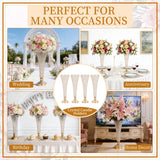 Garvee Set 4 Vasi Tromba Cristallo 20" Eleganti Centrotavola Matrimonio Base Metallica Stabile Design Smontabile - Gold