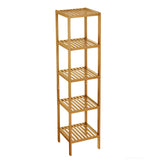 GARVEE Scaffale stretto in bambù a 5 ripiani per bagno e cucina, colore legno naturale, per organizzare e arredare gli ambienti di casa