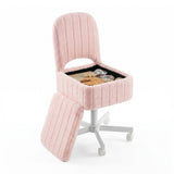 Garvee Sgabello da Trucco Rosa con Contenitore, Schienale Ribaltabile, Altezza Regolabile, Seduta Girevole e Ruote