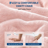 GARVEE Sgabello Girevole 360° con Altezza Regolabile, Vano Contenitore, Schienale Pieghevole e Ruote Silenziose, Seduta in Peluche, Taglia Piccola, Rosa