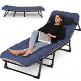 Garvee Lettino da Campeggio Pieghevole per Adulti con Materassino, Struttura in Acciaio a 8 Gambe, Portatile Blu e Grigio 190 cm