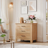 GARVEE Cassettiera Compatta a 3 Cassetti Effetto Legno Naturale, Struttura in Legno Ingegnerizzato, Maniglie Metalliche per Camera e Ingresso - 3 cassetti – effetto legno naturale YC