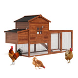 Garvee Pollaio in Legno da Esterno per 2–5 Galline con Recinto, Nido, Tetto in Asfalto e Vassoio Estraibile, Marrone Scuro