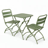 GARVEE Set Bistrot Pieghevole da 3 Pezzi, Verde pavone, in Metallo Verniciato, Tavolo con 2 Sedie Richiudibili per Balcone e Terrazza - Verde pavone