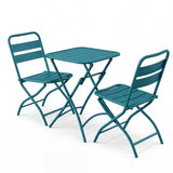 GARVEE Set Bistrot Pieghevole da 3 Pezzi, Verde grigiastro, in Metallo Verniciato, Tavolo con 2 Sedie Richiudibili per Balcone e Terrazza - Verde grigiastro