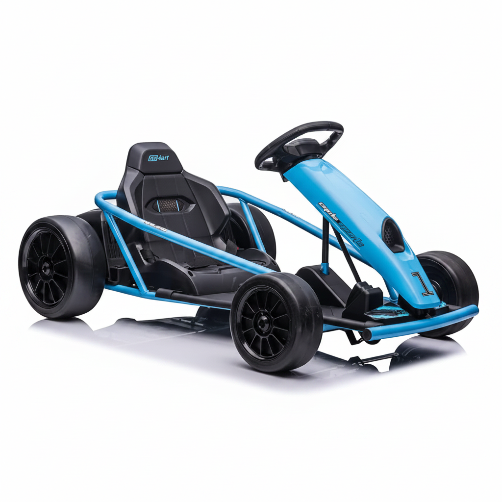 Garvee Go-Kart Elettrico 24V con 2 Motori 300W per Bambini 6-12 Anni Outdoor, Telaio Nylon, Nero, 110x77x54 cm