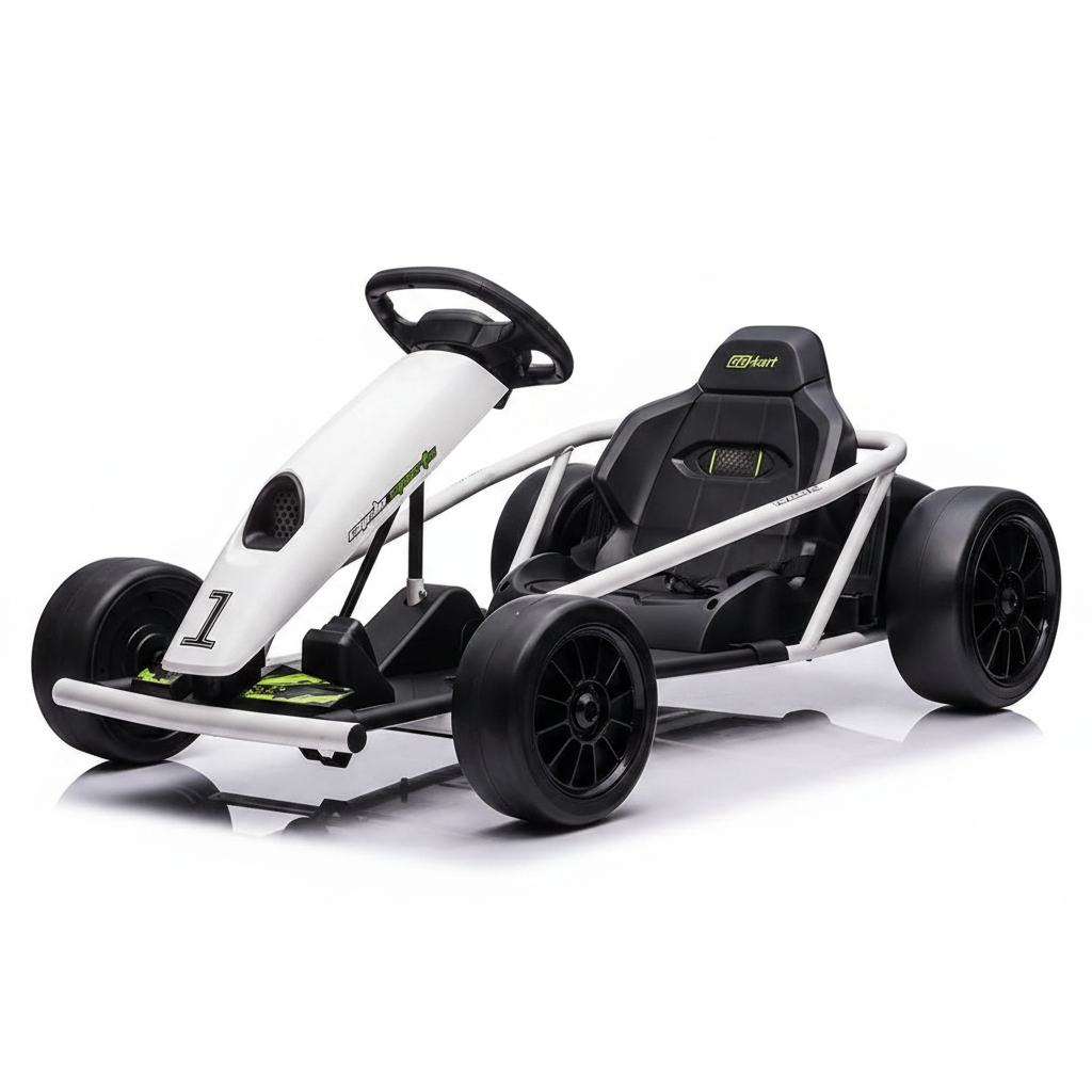 Go-Kart Elettrico Garvee 24V 2 Motori 300W Drift Sicuro Sedile Ampio per Bambini 6-12 Anni Outdoor Nero