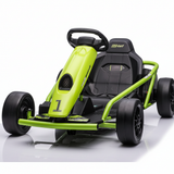 Garvee Kart Elettrico 24V con 2 Motori 300W, Velocità 13 km/h, Telaio in Nylon, Musica, Sicurezza, per Bambini 8-12 Anni, Outdoor, Nero, 110x77x54 cm - Verde