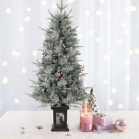 Albero di Natale Garvee da 125 cm con luci e decorazioni - base a forma di pupazzo di neve per la decorazione invernale della tavola