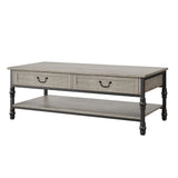 Garvee Tavolino da Caffè in Legno 104 cm con 2 Cassetti, Stile Rustico, Struttura Metallica, Grigio, per Soggiorno e Ufficio - Grey