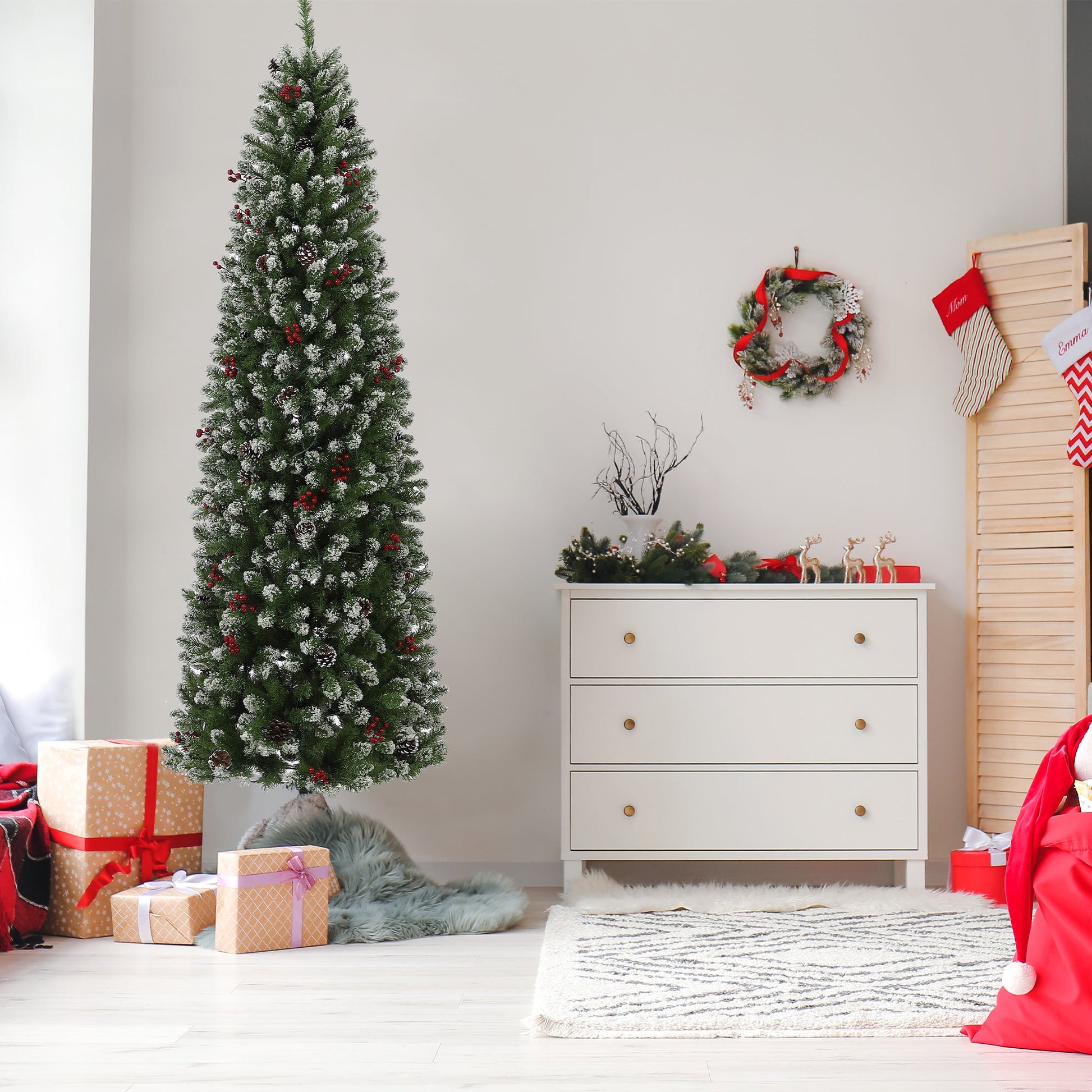 Albero di Natale Garvee 230cm con supporto in metallo - Illuminazione LED bicolore con 8 modalità per una magica atmosfera natalizia