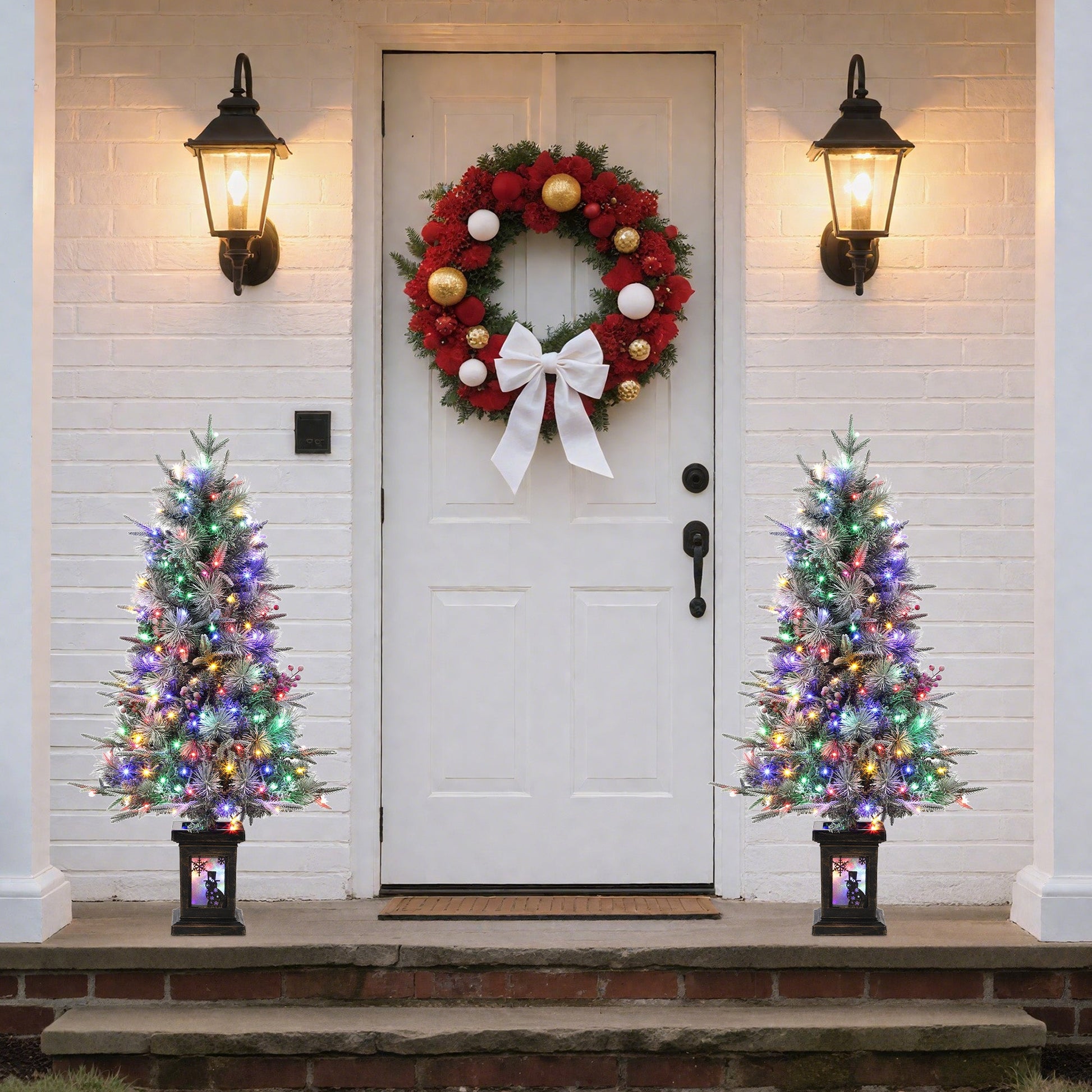 Albero di Natale Garvee da 125 cm con luci e decorazioni - base a forma di pupazzo di neve per la decorazione invernale della tavola