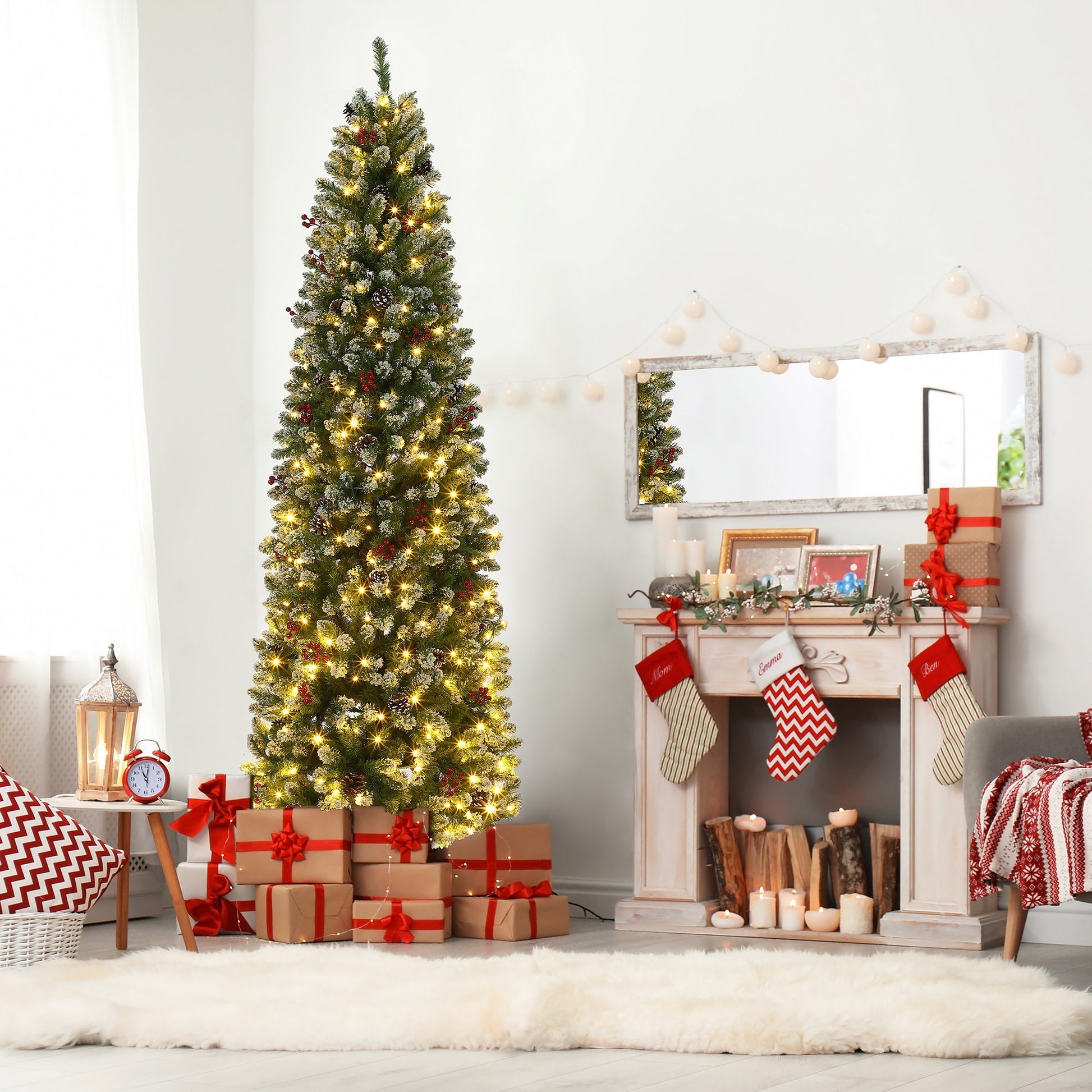 Albero di Natale Garvee 230cm con supporto in metallo - Illuminazione LED bicolore con 8 modalità per una magica atmosfera natalizia