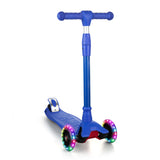 Monopattino per bambini Garvee regolabile in altezza in 3 posizioni, blu: con telaio in alluminio, ruote a LED e sterzo di sicurezza per bambini e bambine dai 3 anni in su, per uso interno ed esterno. - Blu