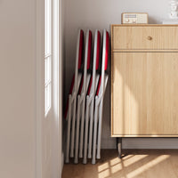 Garvee Set di 2 sedie pieghevoli con rivestimento in similpelle, metallo, pieghevoli, rosse, per uso interno ed esterno, impilabili, comode