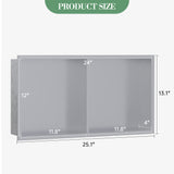 Garvee Nicchia Doccia in Acciaio Inox 12x24, Scolapiatti Integrato, Bagno Moderno, Resistente alla Ruggine, Design Elegante - Spazzolato