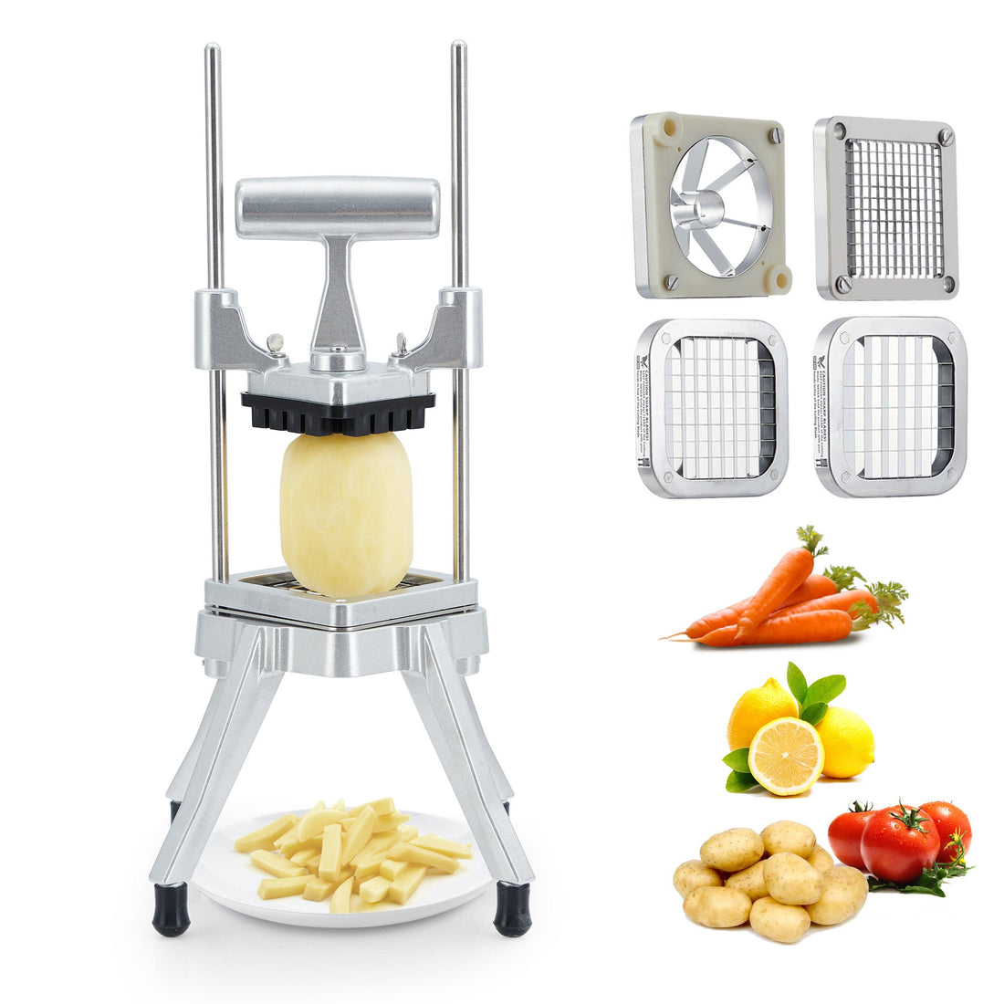 Affettatrice per verdure commerciale Garvee con 4 lame in acciaio inossidabile, impugnatura ergonomica, antiscivolo, per cucina e ristorante, varie dimensioni acciaio inossidabile