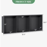 Nicchia Doccia Garvee in Acciaio Inox 30,5x91,4 cm, 3 Ripiani, Nero, Organizzatore Incassato per Bagno, Design Moderno Impermeabile - Nero Opaco