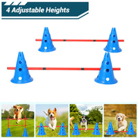 Set di ostacoli per agilità per cani Garvee con 12 coni, 6 barre, regolabili, materiale ABS per addestramento all'aperto, portatile, versatile