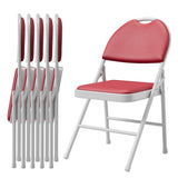 Garvee Set 6 Sedie Pieghevoli in Metallo con Cuscino in PU, Piedini Antiscivolo, Rosso, Interni ed Esterni, Ristorante - Rosso PU