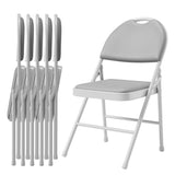 Garvee Set 6 Sedie Pieghevoli in Metallo con Cuscino in PU, Piedini Antiscivolo, Robuste per Interni ed Esterni, Nero - Grigio PU