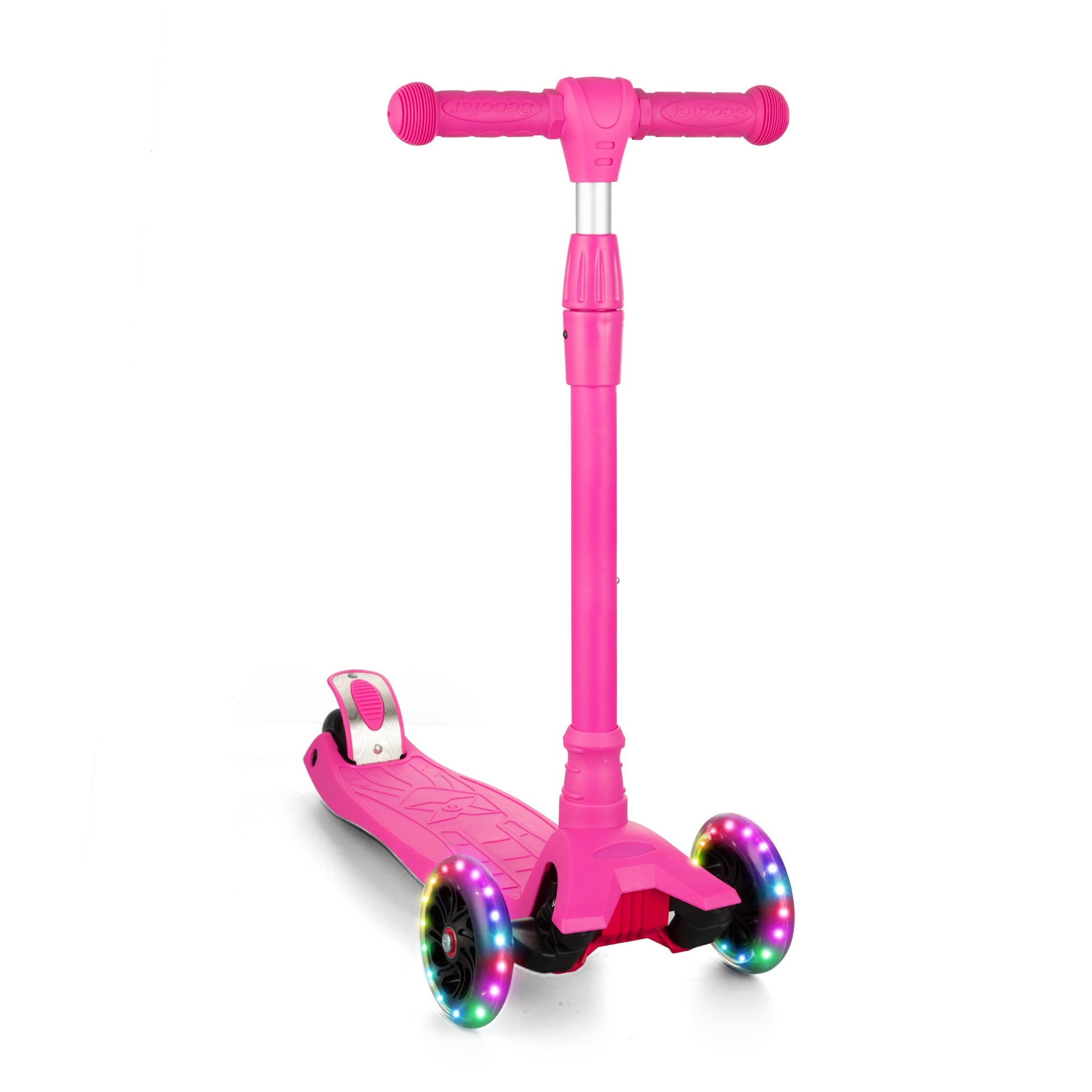 Monopattino per bambini Garvee con altezza regolabile in 3 posizioni, rosa: monopattino leggero in alluminio con 3 impostazioni di altezza e ruote illuminate a LED per bambine dai 3 anni in su, per uso interno o esterno.