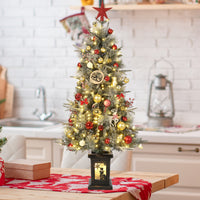 Albero di Natale Garvee da 125 cm con luci e decorazioni - base a forma di pupazzo di neve per la decorazione invernale della tavola