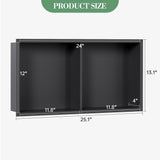 Garvee Nicchia Doccia in Acciaio Inox 30x61 cm Nero per Bagno Moderno, Drenaggio Ottimale, Facile Installazione - Nero Opaco