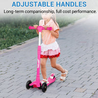 Monopattino per bambini Garvee con altezza regolabile in 3 posizioni, rosa: monopattino leggero in alluminio con 3 impostazioni di altezza e ruote illuminate a LED per bambine dai 3 anni in su, per uso interno o esterno.