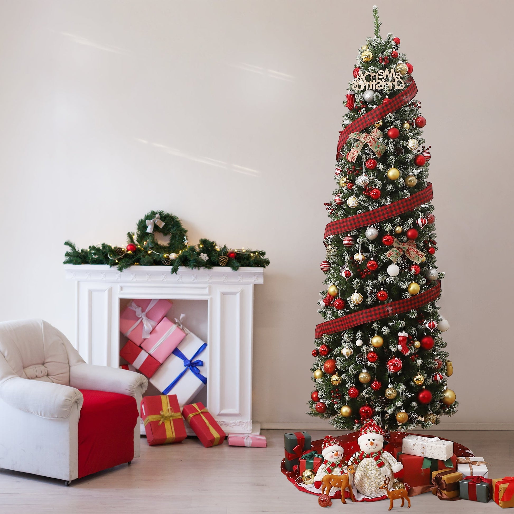 Albero di Natale Garvee 230cm con supporto in metallo - Illuminazione LED bicolore con 8 modalità per una magica atmosfera natalizia