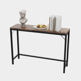 Tavolo consolle Garvee, tavolo da divano industriale con ripiano, struttura in metallo MDF, soggiorno, ufficio, camera da letto, 39,4" L, grigio - nero
