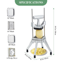 Affettatrice per verdure commerciale Garvee con 4 lame in acciaio inossidabile, impugnatura ergonomica, antiscivolo, per cucina e ristorante, varie dimensioni acciaio inossidabile