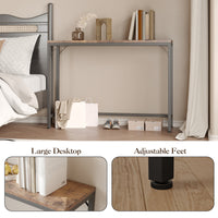 Tavolo consolle Garvee, tavolo da divano industriale con ripiano, struttura in metallo MDF, soggiorno, ufficio, camera da letto, 39,4" L, grigio