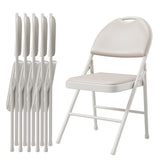 Garvee Set 6 Sedie Pieghevoli in Metallo con Cuscino in PU, Piedini Antiscivolo, Telaio Robusto per Interni ed Esterni, Nero - Beige PU