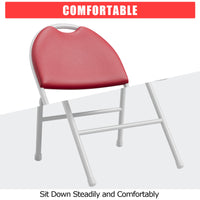 Garvee Set di 2 sedie pieghevoli con rivestimento in similpelle, metallo, pieghevoli, rosse, per uso interno ed esterno, impilabili, comode