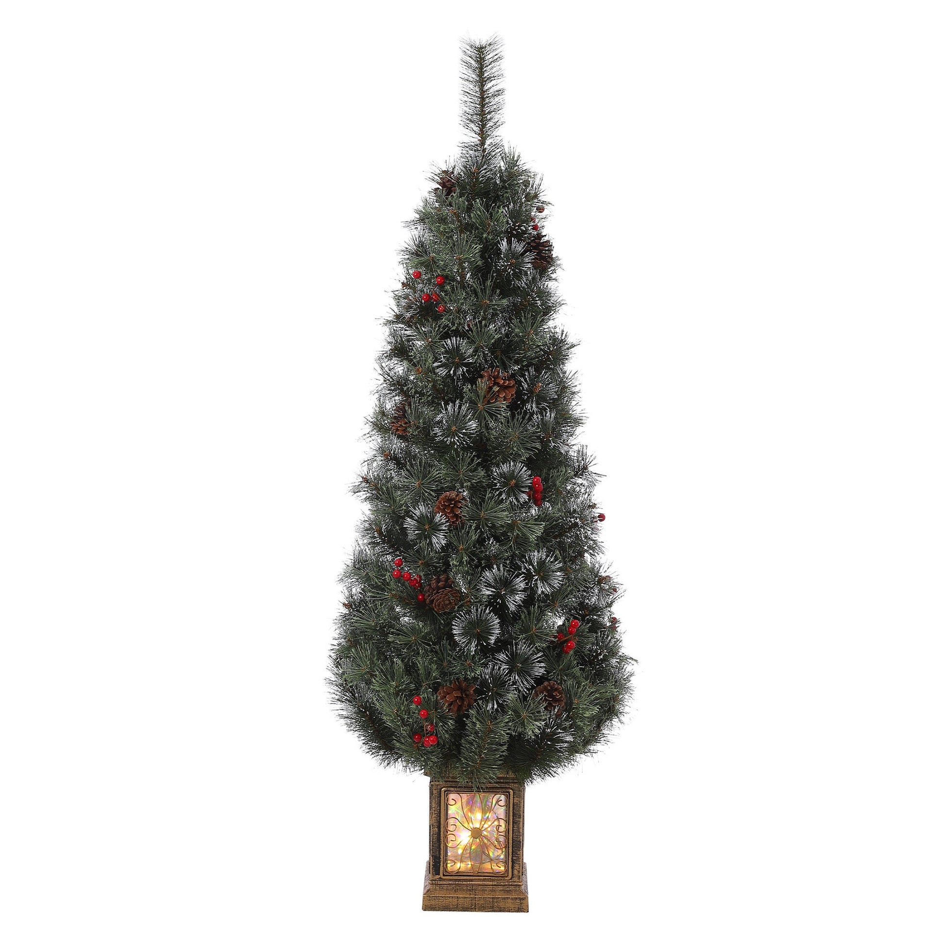 Albero di Natale vintage Garvee da 145 cm con struttura in metallo, 300 LED, 8 modalità, spina UE e base con morsetto