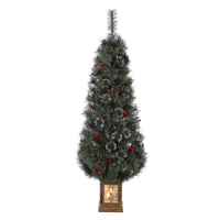 Albero di Natale vintage Garvee da 145 cm con struttura in metallo, 300 LED, 8 modalità, spina UE e base con morsetto
