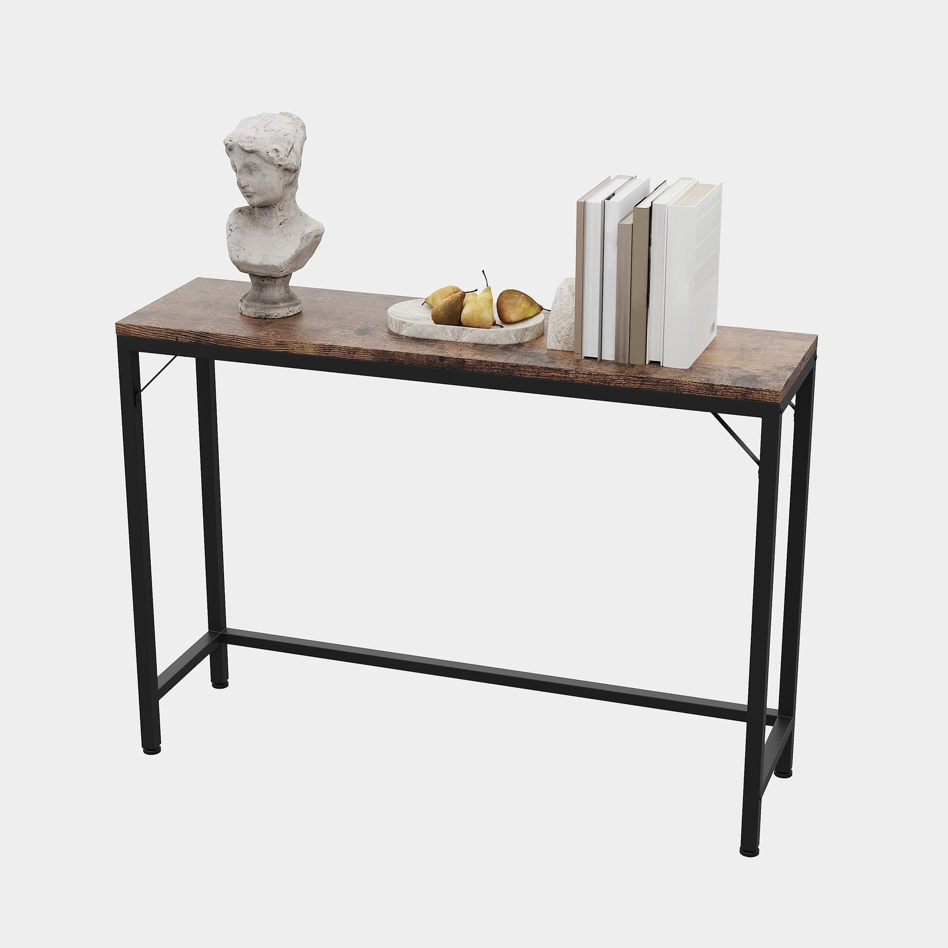 Tavolo consolle Garvee, tavolo da divano industriale con ripiano, struttura in metallo MDF, soggiorno, ufficio, camera da letto, 39,4" L, grigio