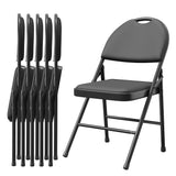 Garvee Set 6 Sedie Pieghevoli in Metallo con Cuscino in PU, Piedini Antiscivolo, Interni ed Esterni, Nero - Nero PU