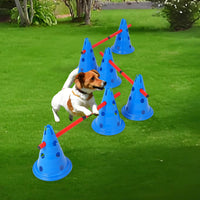 Set di ostacoli per agilità per cani Garvee con 12 coni, 6 barre, regolabili, materiale ABS per addestramento all'aperto, portatile, versatile