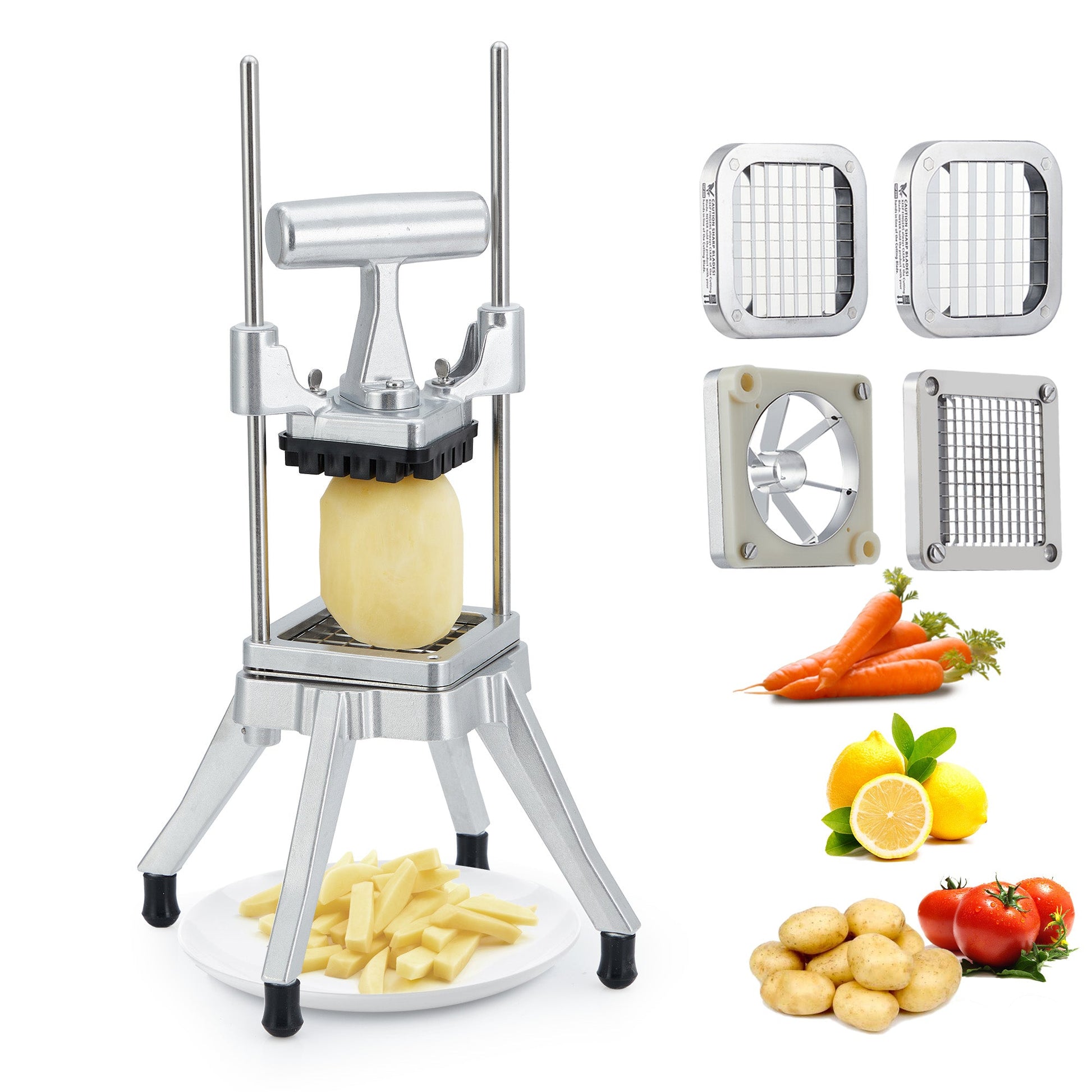 Affettatrice per verdure commerciale Garvee con 4 lame in acciaio inossidabile, impugnatura ergonomica, antiscivolo, per cucina e ristorante, varie dimensioni acciaio inossidabile