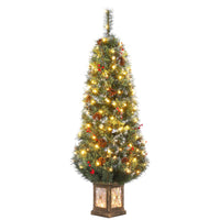 Albero di Natale vintage Garvee da 145 cm con struttura in metallo, 300 LED, 8 modalità, spina UE e base con morsetto