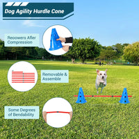 Set di ostacoli per agilità per cani Garvee con 12 coni, 6 barre, regolabili, materiale ABS per addestramento all'aperto, portatile, versatile