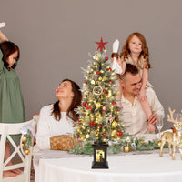Albero di Natale Garvee da 125 cm con luci e decorazioni - base a forma di pupazzo di neve per la decorazione invernale della tavola