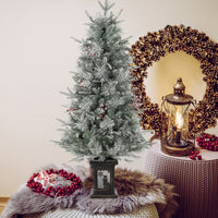 Albero di Natale Garvee da 125 cm con luci e decorazioni - base a forma di pupazzo di neve per la decorazione invernale della tavola