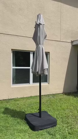 Garvee Ombrellone Rettangolare 457 cm con Luci Solari e Base Inclusa per Giardino e Piscina, Tessuto Poliestere, Protezione UV, Base Stabile, Colore Nero
