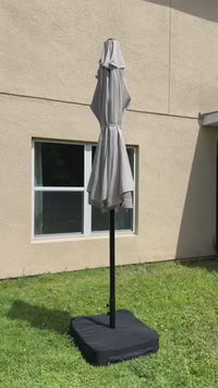 Garvee Ombrellone Rettangolare 457 cm con Luci Solari e Base Inclusa per Giardino e Piscina, Tessuto Poliestere, Protezione UV, Base Stabile, Colore Nero