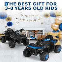 Quad elettrico per bambini Garvee 12V nero con telecomando, musica a LED per guida fuoristrada, dai 3 anni in su